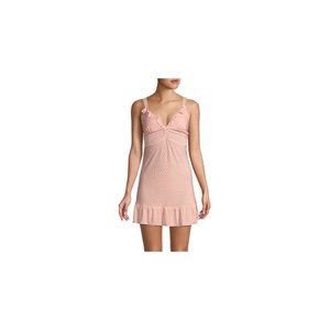 BETSEY JOHNSON Slinky Slip Dress Polka Dot Chemise Pink / White ( L )